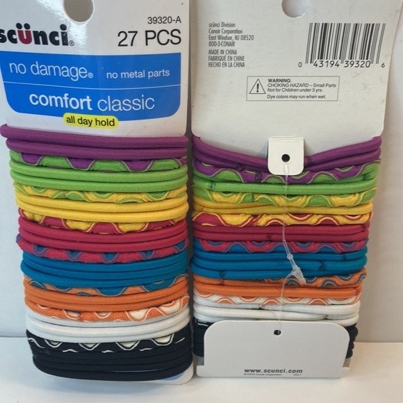 Scunci Hair Elastics No Damage Comfort Classics Orange Black Purple Green - Picture 5 of 13